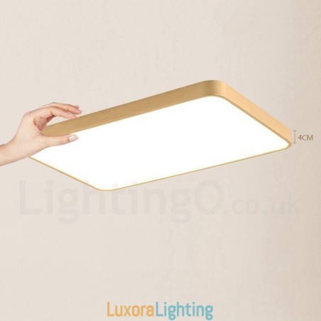 Designer Touch Decorative Ultra Thin Rectangle Dimmable Modern Contemporary Nordic Style Flush Mount Brass Ceiling Lights with Acrylic Shade Also Can Be Used As Wall Light