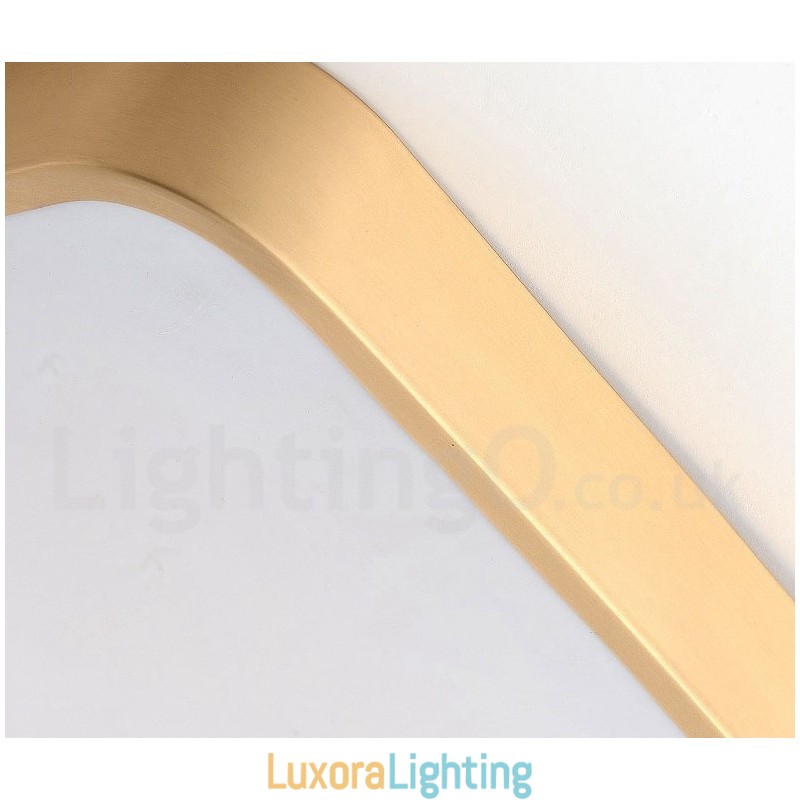 Designer Touch Decorative Ultra Thin Rectangle Dimmable Modern Contemporary Nordic Style Flush Mount Brass Ceiling Lights with Acrylic Shade Also Can Be Used As Wall Light