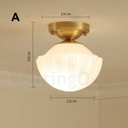 Designer Touch Decorative Pure Brass Rustic Lodge Nordic Style Flush Mount Ceiling Lights with Glass Shade