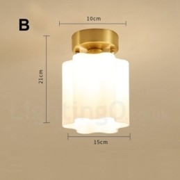 Designer Touch Decorative Pure Brass Rustic Lodge Nordic Style Flush Mount Ceiling Lights with Glass Shade