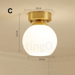 Designer Touch Decorative Pure Brass Rustic Lodge Nordic Style Flush Mount Ceiling Lights with Glass Shade