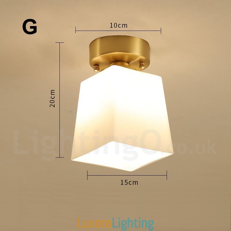 Designer Touch Decorative Pure Brass Rustic Lodge Nordic Style Flush Mount Ceiling Lights with Glass Shade