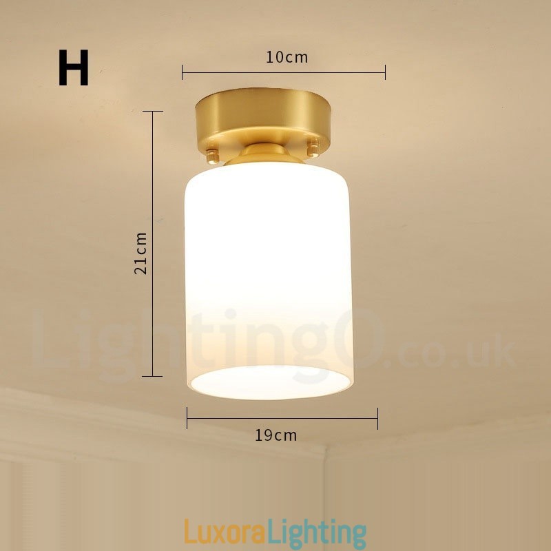 Designer Touch Decorative Pure Brass Rustic Lodge Nordic Style Flush Mount Ceiling Lights with Glass Shade