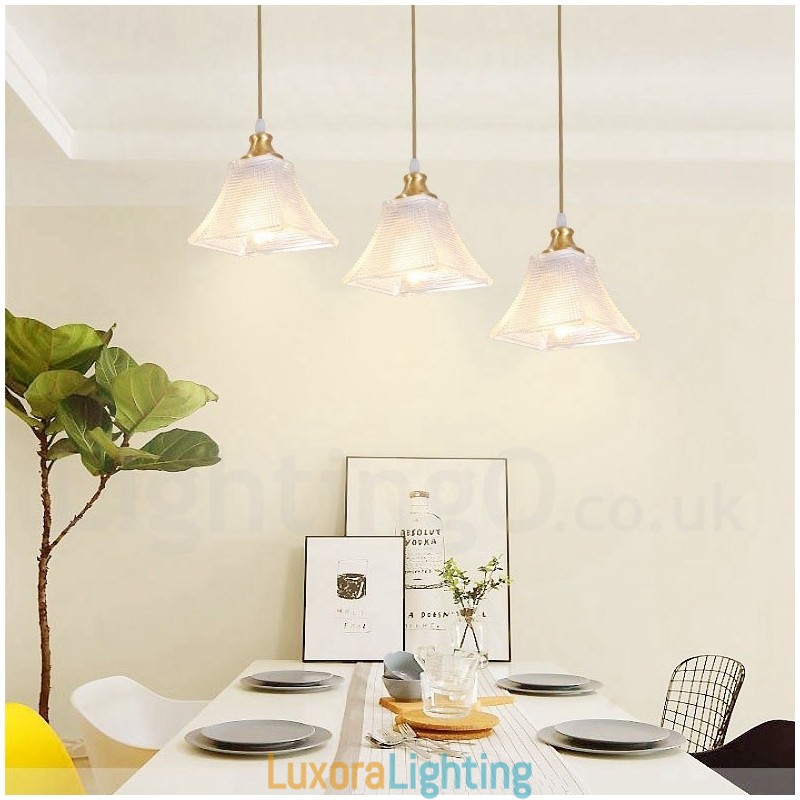 Designer Touch Decorative Pure Brass Rustic Lodge Nordic Style Pendant Light with Glass Shade