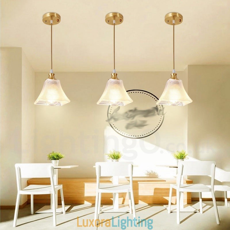 Designer Touch Decorative Pure Brass Rustic Lodge Nordic Style Pendant Light with Glass Shade