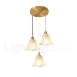 Designer Touch Decorative Pure Brass Rustic Lodge Nordic Style Pendant Light with Glass Shade