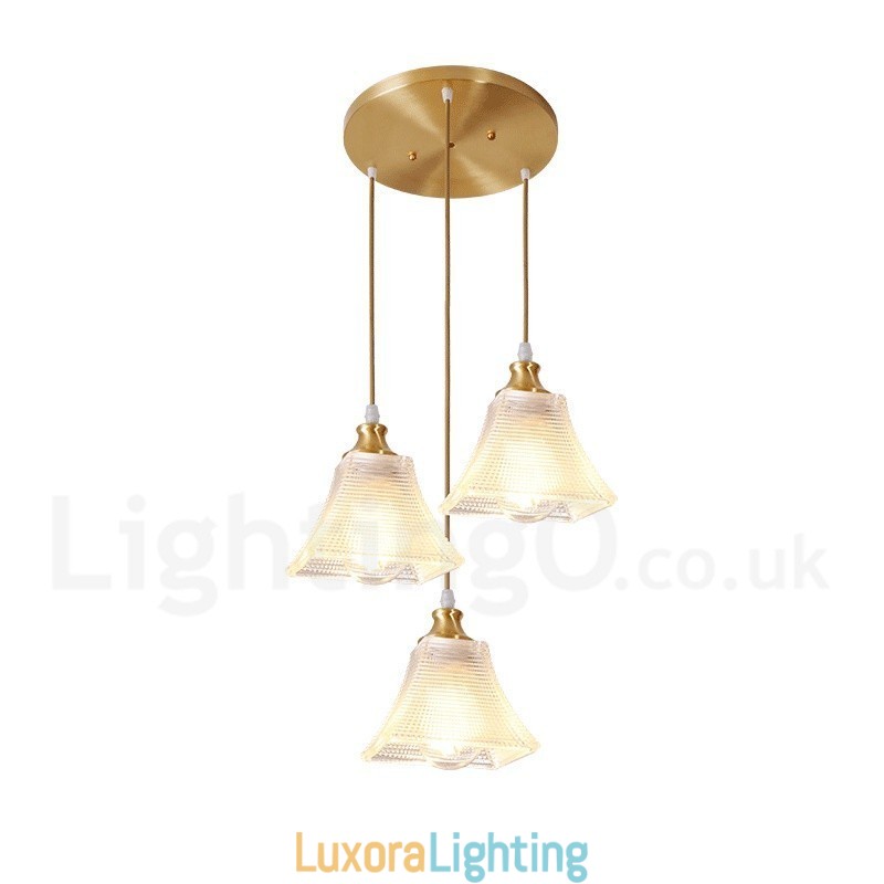 Designer Touch Decorative Pure Brass Rustic Lodge Nordic Style Pendant Light with Glass Shade