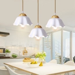 Designer Touch Decorative Pure Brass Rustic Lodge Nordic Style Pendant Light with Ceramics Shade