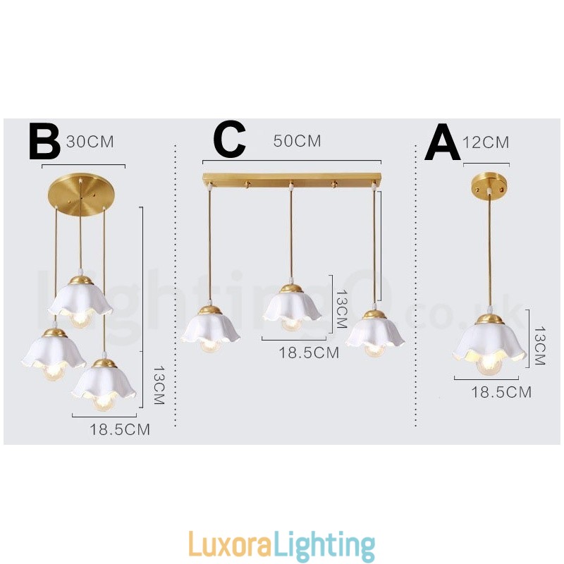 Designer Touch Decorative Pure Brass Rustic Lodge Nordic Style Pendant Light with Ceramics Shade