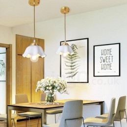 Designer Touch Decorative Pure Brass Rustic Lodge Nordic Style Pendant Light with Ceramics Shade