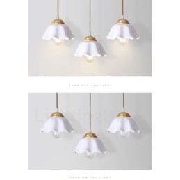 Designer Touch Decorative Pure Brass Rustic Lodge Nordic Style Pendant Light with Ceramics Shade