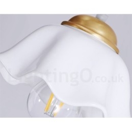 Designer Touch Decorative Pure Brass Rustic Lodge Nordic Style Pendant Light with Ceramics Shade