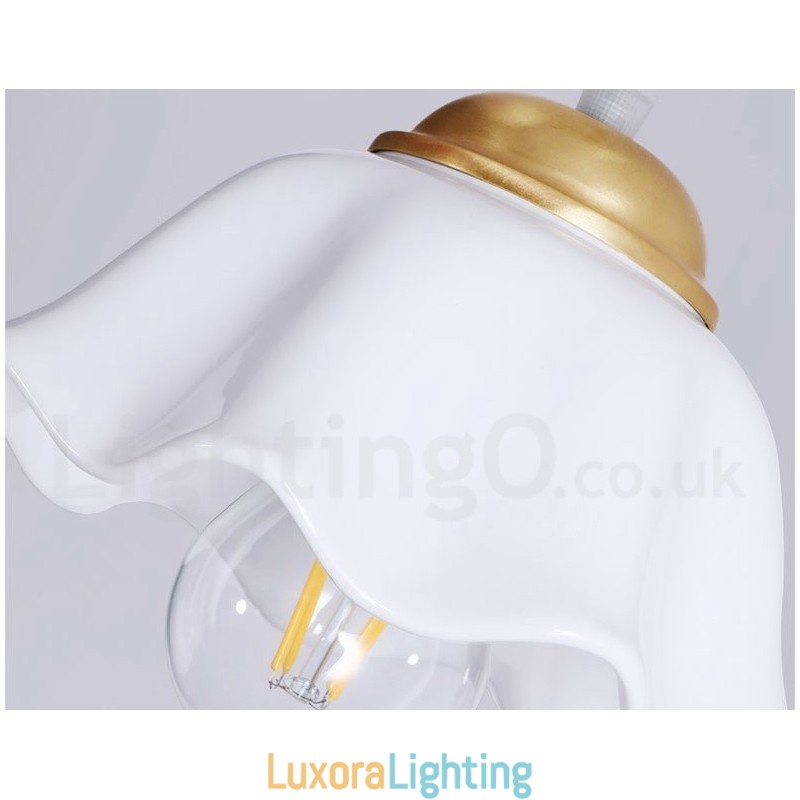 Designer Touch Decorative Pure Brass Rustic Lodge Nordic Style Pendant Light with Ceramics Shade