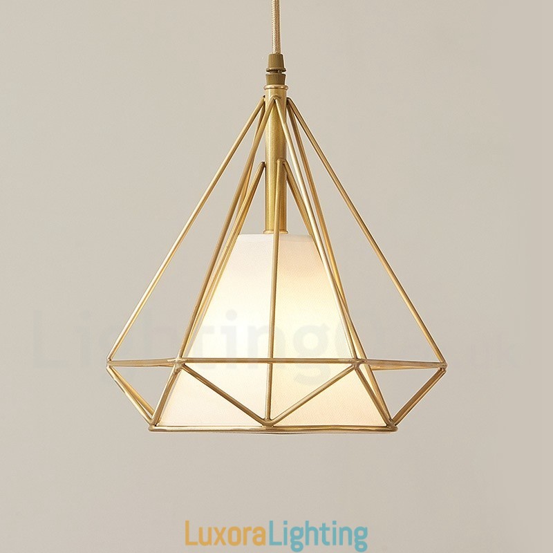 Designer Touch Decorative Pure Brass Rustic Lodge Nordic Style Pendant Light with Fabric Shade
