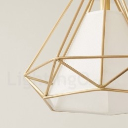 Designer Touch Decorative Pure Brass Rustic Lodge Nordic Style Pendant Light with Fabric Shade