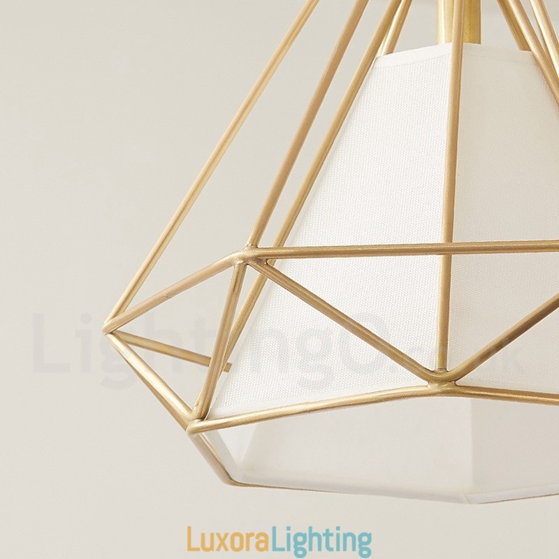 Designer Touch Decorative Pure Brass Rustic Lodge Nordic Style Pendant Light with Fabric Shade