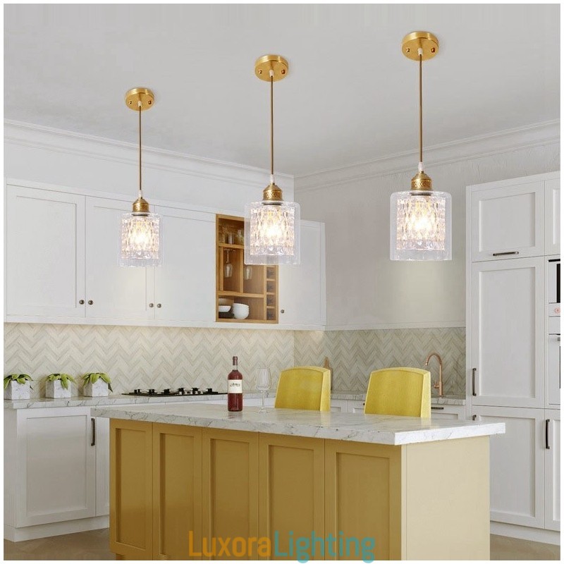 Designer Touch Decorative Pure Brass Rustic Lodge Nordic Style Pendant Light with Glass Shade