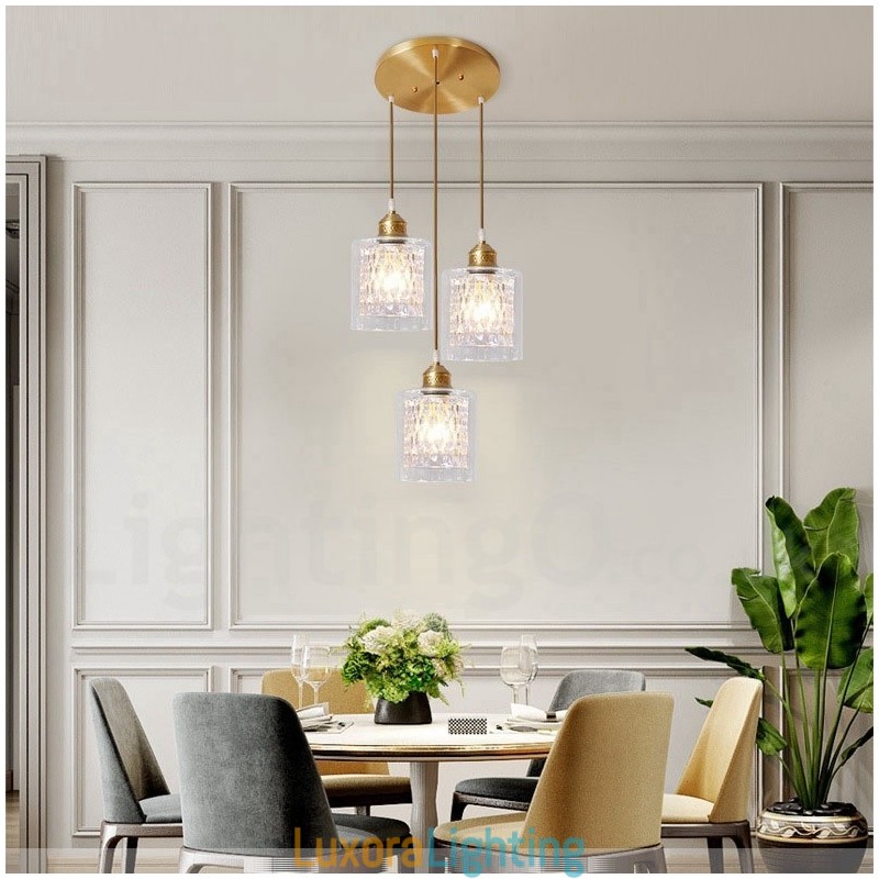 Designer Touch Decorative Pure Brass Rustic Lodge Nordic Style Pendant Light with Glass Shade