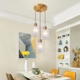 Designer Touch Decorative Pure Brass Rustic Lodge Nordic Style Pendant Light with Glass Shade