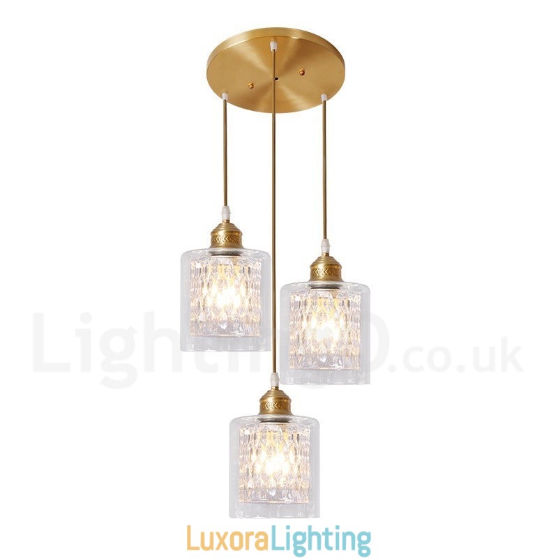 Designer Touch Decorative Pure Brass Rustic Lodge Nordic Style Pendant Light with Glass Shade