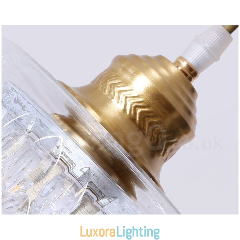 Designer Touch Decorative Pure Brass Rustic Lodge Nordic Style Pendant Light with Glass Shade