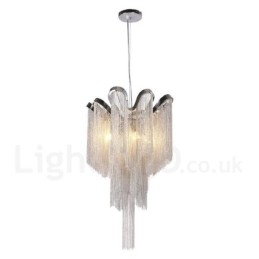 Designer Touch Decorative Aluminum Tassels Chandelier Pendant Light Silver Colour