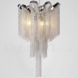 Designer Touch Decorative Aluminum Tassels Chandelier Pendant Light Silver Colour