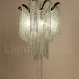 Designer Touch Decorative Aluminum Tassels Chandelier Pendant Light Silver Colour