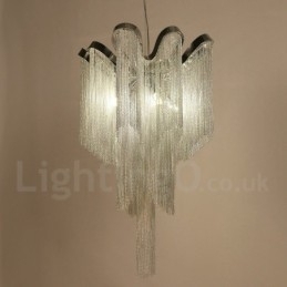 Designer Touch Decorative Aluminum Tassels Chandelier Pendant Light Silver Colour
