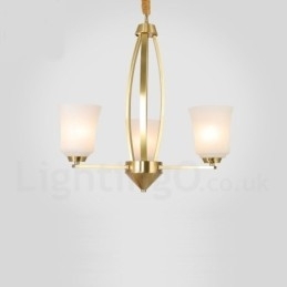 Designer Touch Decorative 3 Light Pure Brass Large Luxurious Rustic Retro Vintage Brass Pendant Chandelier with Glass Shades