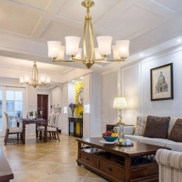 Designer Touch Decorative 8 Light Pure Brass Large Luxurious Rustic Retro Vintage Brass Pendant Chandelier with Glass Shades