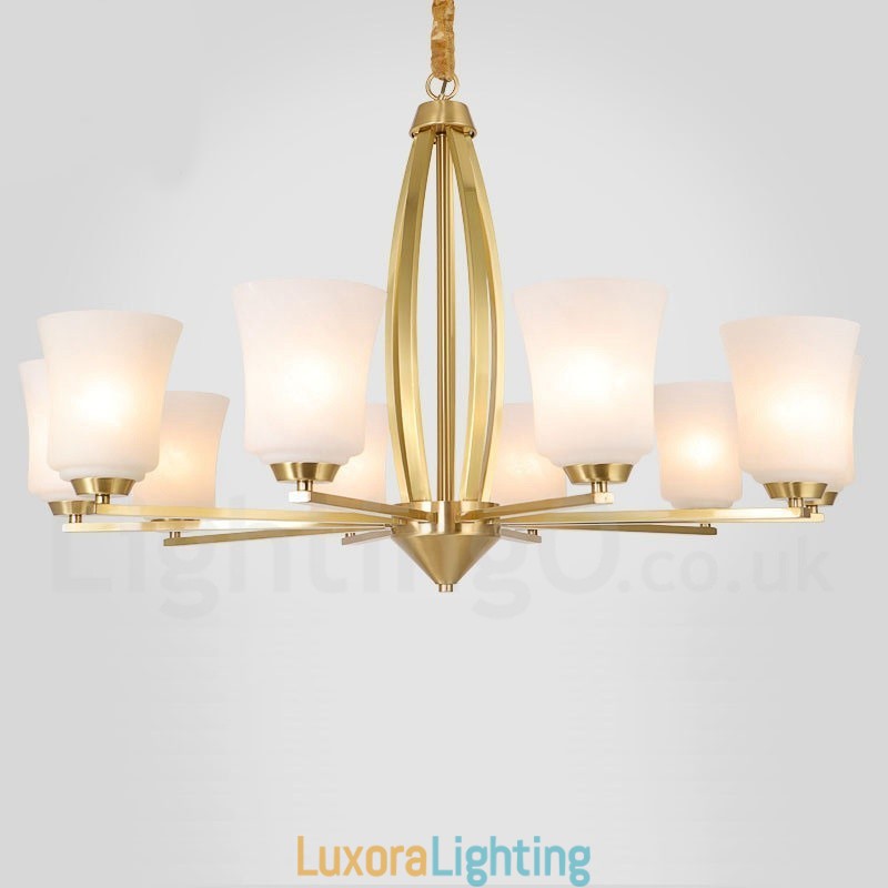 Designer Touch Decorative Retro Vintage Brass Pendant Chandelier with Glass Shades