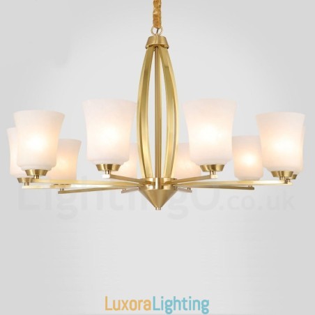 Designer Touch Decorative Retro Vintage Brass Pendant Chandelier with Glass Shades