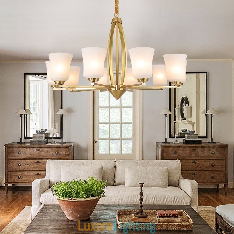 Designer Touch Decorative Retro Vintage Brass Pendant Chandelier with Glass Shades