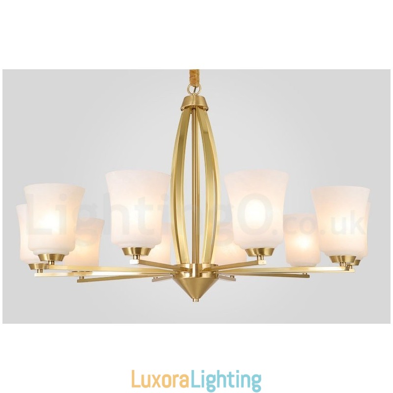 Designer Touch Decorative Retro Vintage Brass Pendant Chandelier with Glass Shades
