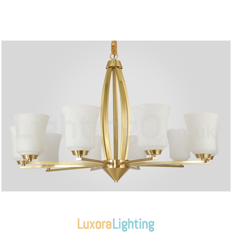 Designer Touch Decorative Retro Vintage Brass Pendant Chandelier with Glass Shades