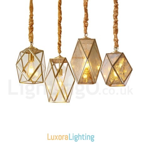 Designer Touch Decorative Pure Brass Rustic Lodge Nordic Style Pendant Light with Glass Shade