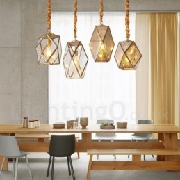 Designer Touch Decorative Pure Brass Rustic Lodge Nordic Style Pendant Light with Glass Shade