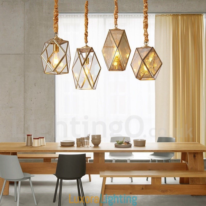 Designer Touch Decorative Pure Brass Rustic Lodge Nordic Style Pendant Light with Glass Shade
