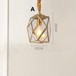 Designer Touch Decorative Pure Brass Rustic Lodge Nordic Style Pendant Light with Glass Shade