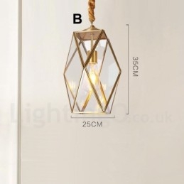 Designer Touch Decorative Pure Brass Rustic Lodge Nordic Style Pendant Light with Glass Shade