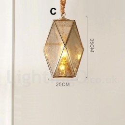 Designer Touch Decorative Pure Brass Rustic Lodge Nordic Style Pendant Light with Glass Shade