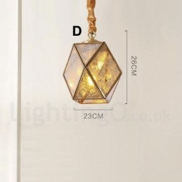 Designer Touch Decorative Pure Brass Rustic Lodge Nordic Style Pendant Light with Glass Shade