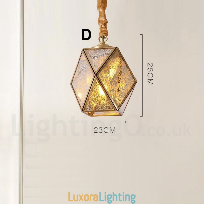 Designer Touch Decorative Pure Brass Rustic Lodge Nordic Style Pendant Light with Glass Shade