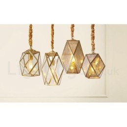Designer Touch Decorative Pure Brass Rustic Lodge Nordic Style Pendant Light with Glass Shade