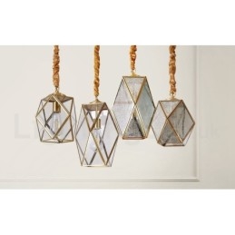 Designer Touch Decorative Pure Brass Rustic Lodge Nordic Style Pendant Light with Glass Shade