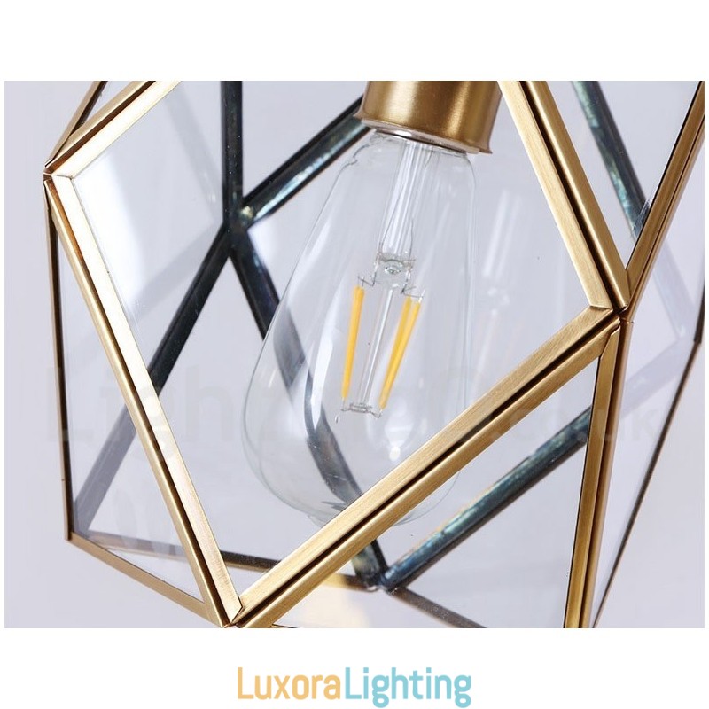 Designer Touch Decorative Pure Brass Rustic Lodge Nordic Style Pendant Light with Glass Shade