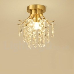 Designer Touch Decorative Pure Brass Rustic Lodge Nordic Style Flush Mount Crystal Ceiling Lights