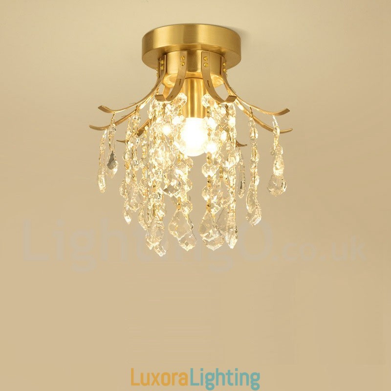 Designer Touch Decorative Pure Brass Rustic Lodge Nordic Style Flush Mount Crystal Ceiling Lights