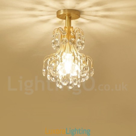 Designer Touch Decorative Pure Brass Rustic Lodge Nordic Style Flush Mount Crystal Ceiling Lights